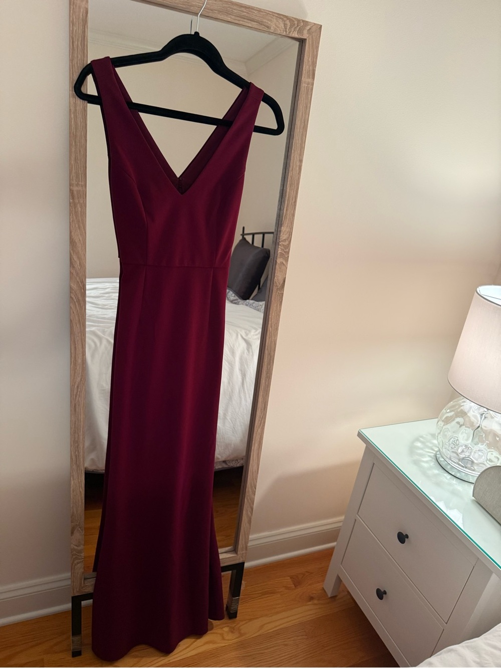David’s Bridal Elegant V-Neck Burgundy Evening Dress